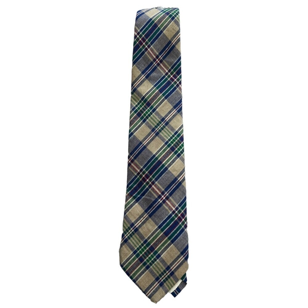 Land’s End Brown Plaid Cotton Tie